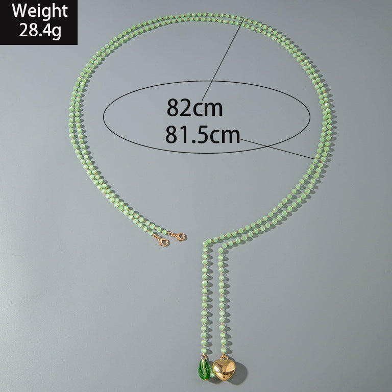 European and American Fashion Jewelry Beaded Tassel Double Layer Long Necklace Elegant Multi-layer Wear Y Type Necklace Ornament - 图片 22