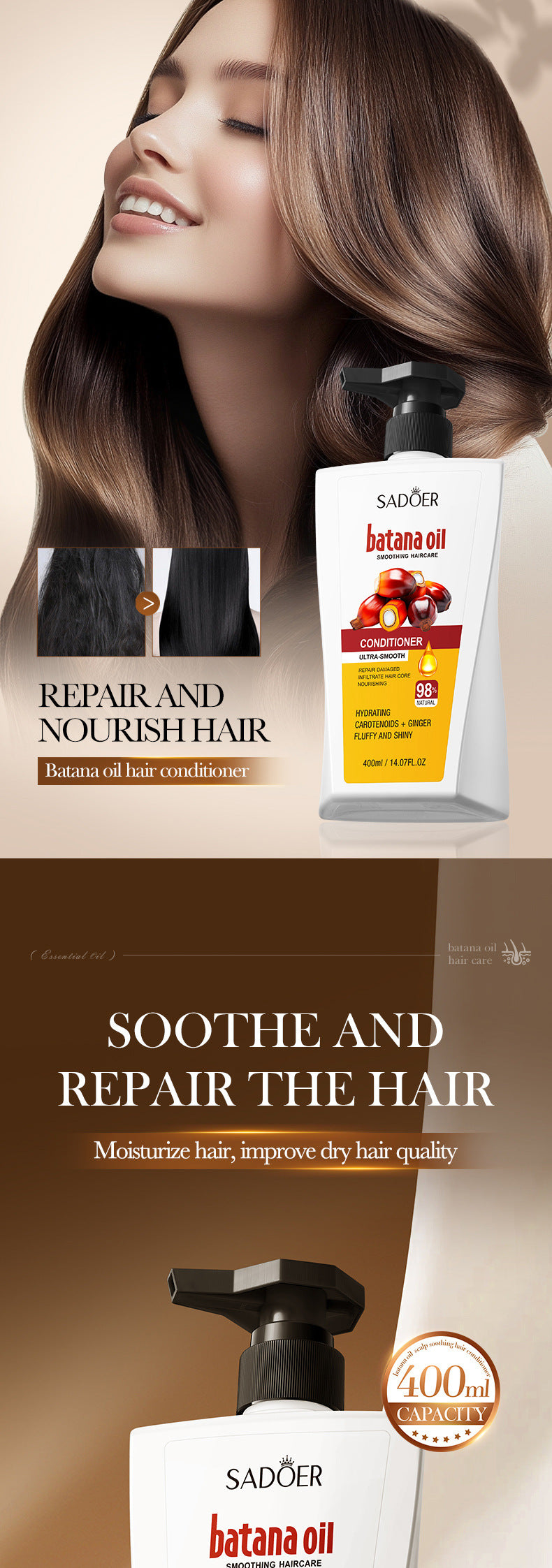 Batahan Nourishing Conditioner SADOER Scalp Moisturizing and Smooth Hair Mask Cross-Border Foreign Trade Wholesale - 图片 7