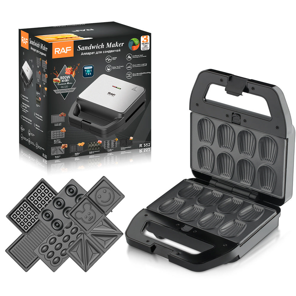 RAF European Standard Sandwich Maker Household Multi-Functional 7-in-1 Waffle Maker Breakfast Machine Portable Baking - 图片 11