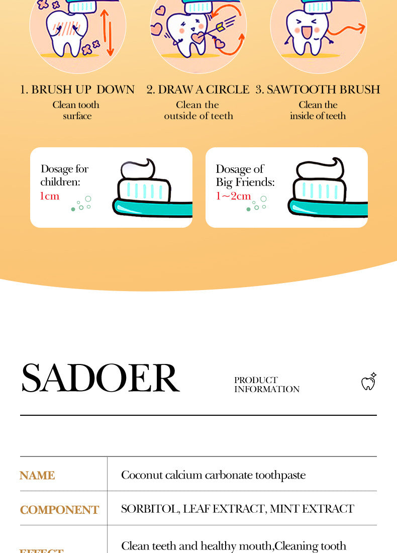 Toothpaste SADOER Vitamin C Coconut Oral Care Gum Protection Wholesale Live Streaming - 图片 28