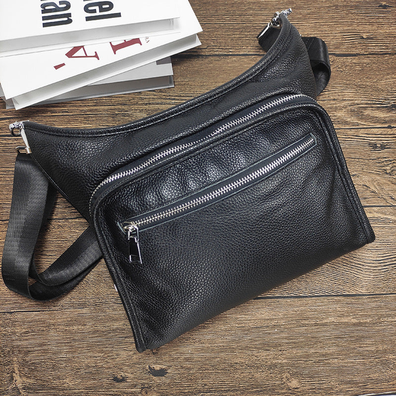 Fingerprint Lock Bag Genuine Leather New Business Commuting Backpack Fashion Small Crossbody Bag Men's Shoulder Bag Portable - 图片 9