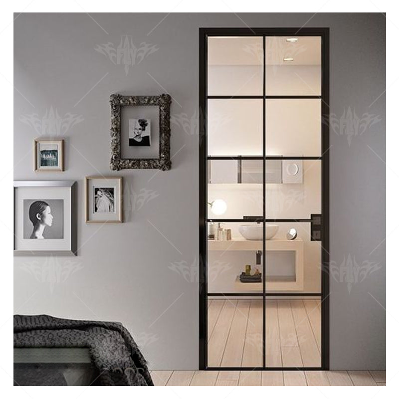 French Modern Apartment Metal Framed Tempered Glass Interior Double Door Entrance Glass Door - 图片 5