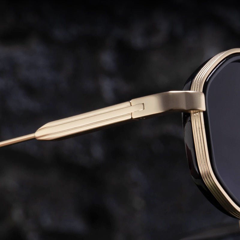 2025New Small Frame Glasses Men Double Beam retro Sunglasses Men's High Sense Full Frame Sunscreen Sunglasses shades - 图片 16