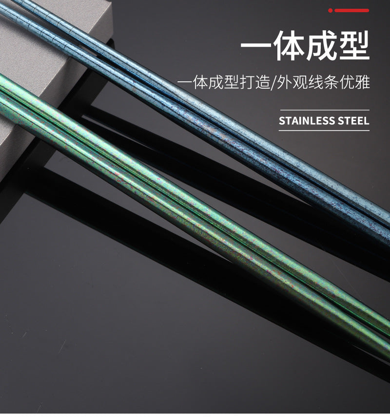 Pure Titanium Crystal Chopsticks for Home and Outdoor Use, Light Luxury Colorful Ice Flower Chopsticks23cm Half Square Chopsticks Restaurant Antibacterial Titanium Chopsticks - 图片 25
