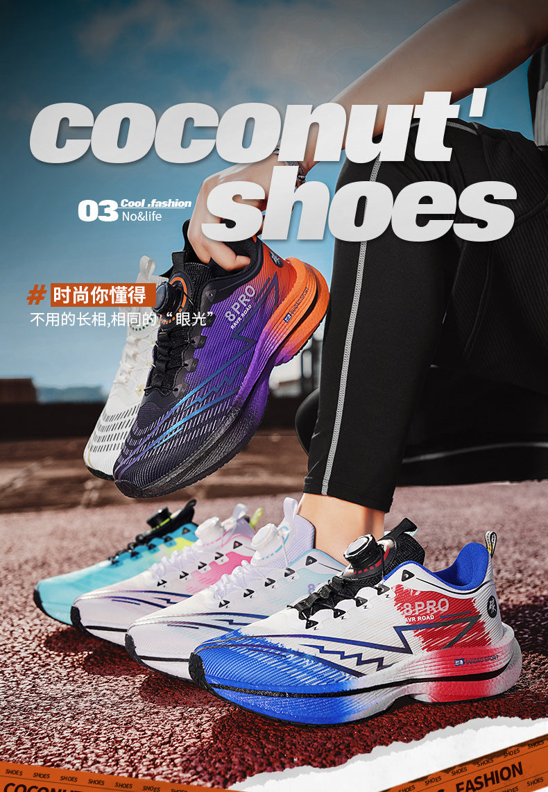 2025New8pro Full Palm Carbon Plate Racing Shock Absorption Running Shoes Men and Women Couples Rotating Buckle Youth Shoes Sports - 图片 12