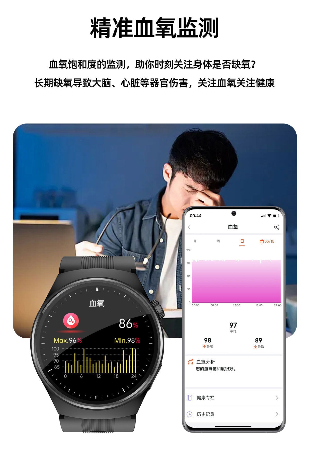 S18Air Pump Blood Pressure Smart Watch Airbag Blood Pressure Heart Rate Blood Oxygen Body Temperature Monitoring Smart Watch S28Health - 图片 48