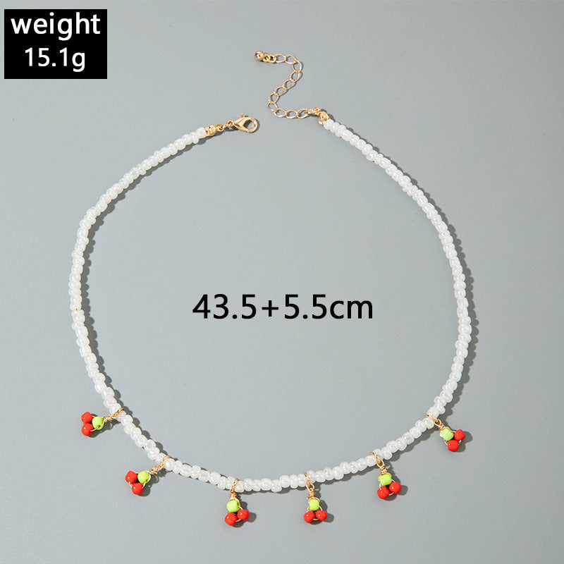 European and American Style Jewelry Light Luxury Imitation Pearl Cherry Necklace High-End Versatile Grass Multi-Layer Stacking Necklace Wholesale - 图片 56