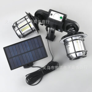 New Double-Head Retro Solar Ground Plug Light Human Body Sensing Split Light Home Wall Lighting Remote Control Light