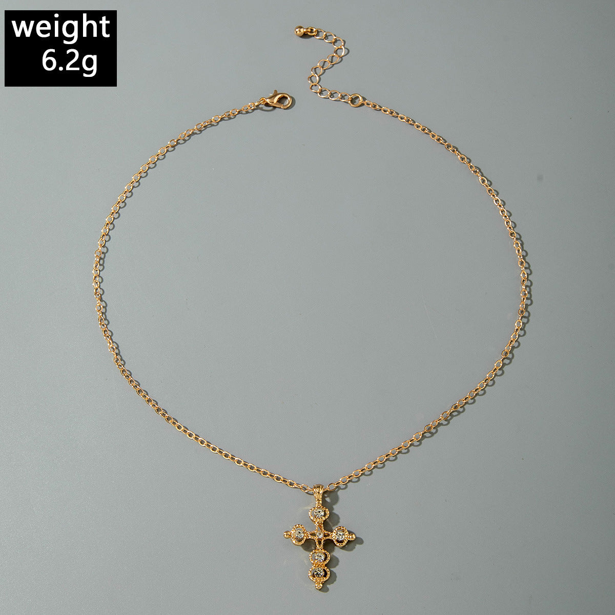 European and American Retro Hollow Diamond Cross Pendant Necklace Gothic Style Black Layered Wear Y Type Necklace - 图片 95