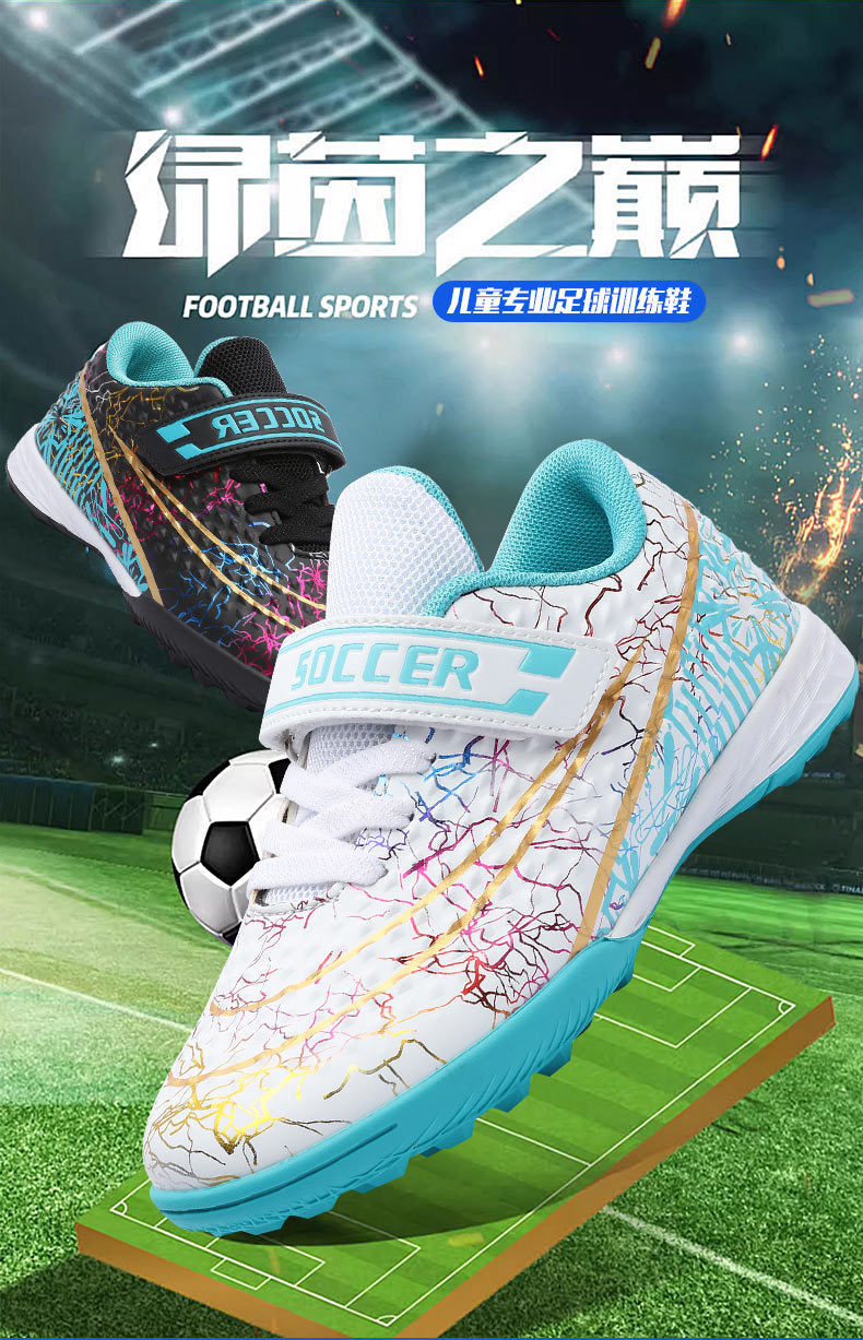 New Football Shoes for Men and Women, Children's Low-top Anti-collision Spike Magic Tape No-tie Grass Training Sports Shoes - 图片 9