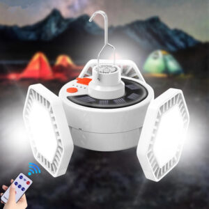 Outdoor LED Tent Light Camping Light with Remote Control Three-Leaf Bulb Emergency Light for Home Power Outage