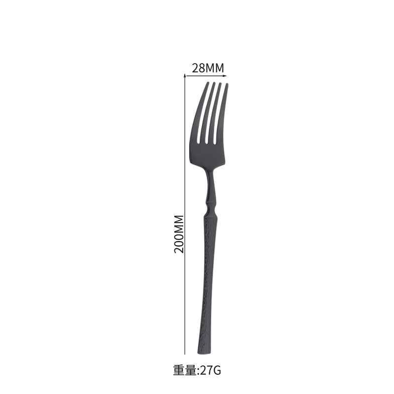 410Stainless Steel Cutlery Hotel Restaurant Hammered Knife Fork Spoon Set Western Small Waist Bark Pattern Steak Knife Fork - 图片 16