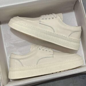 Men's Summer Height-Increasing Thick-Soled Breathable Odor-Resistant Trendy Versatile Genuine Soft Leather Couple's White Shoes Hole Shoes