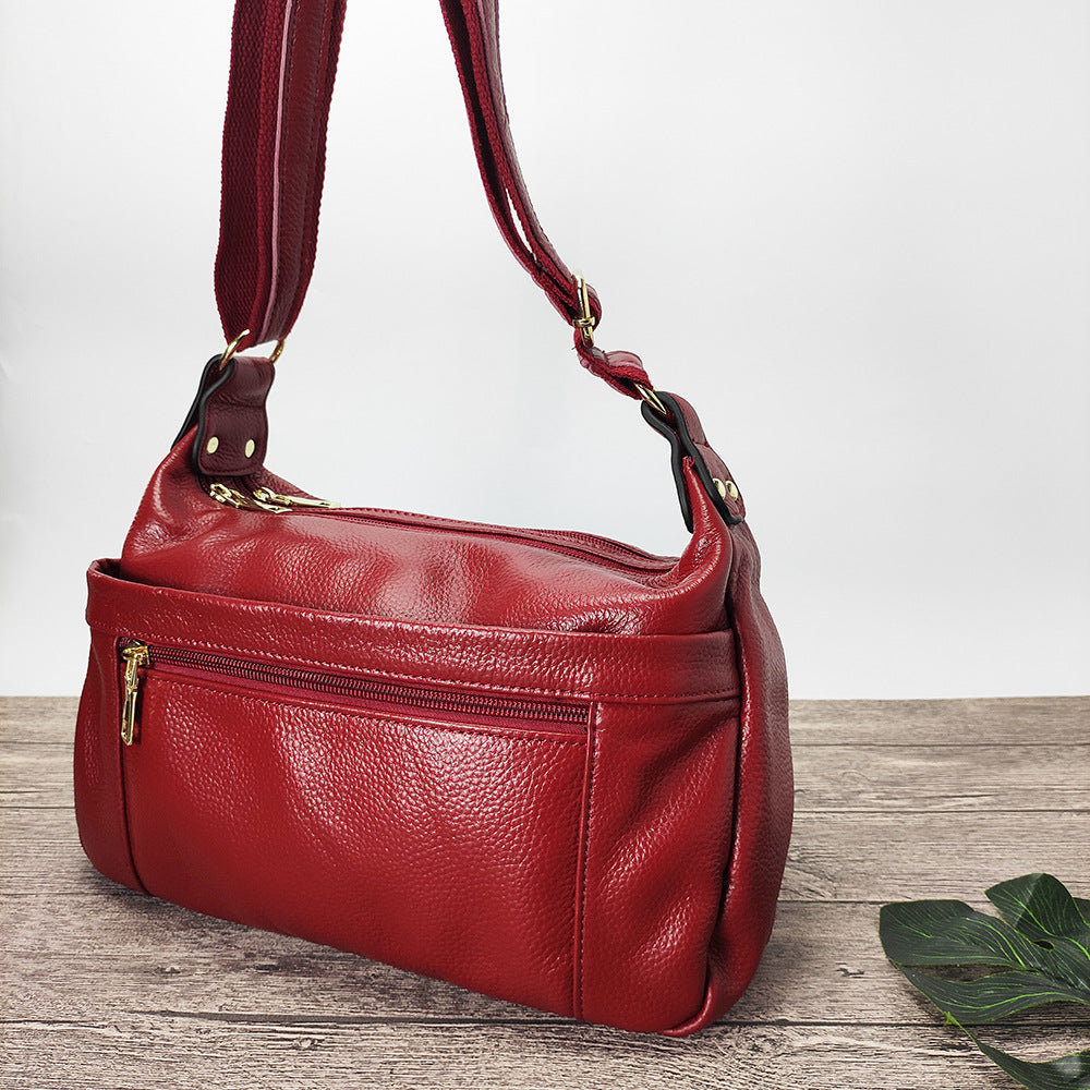 Guangzhou Shiling Genuine Leather Women's Bag for Middle-aged and Elderly Mothers, Multi-pocket Large Capacity Single Shoulder Crossbody Bag Trend - 图片 5