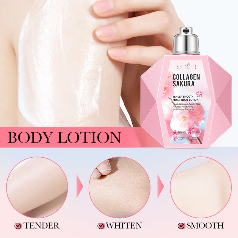 Sakura Body Lotion300ml SADOER Collagen Tender and Smooth Skin Lotion Cross-Border Wholesale - 图片 3