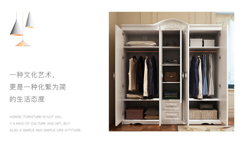 Economical Cabinet Three or Four Doors Bedroom Wardrobe Storage Panel Multi-Functional Assembly European Style Multi-Functional Storage Closet - 图片 10