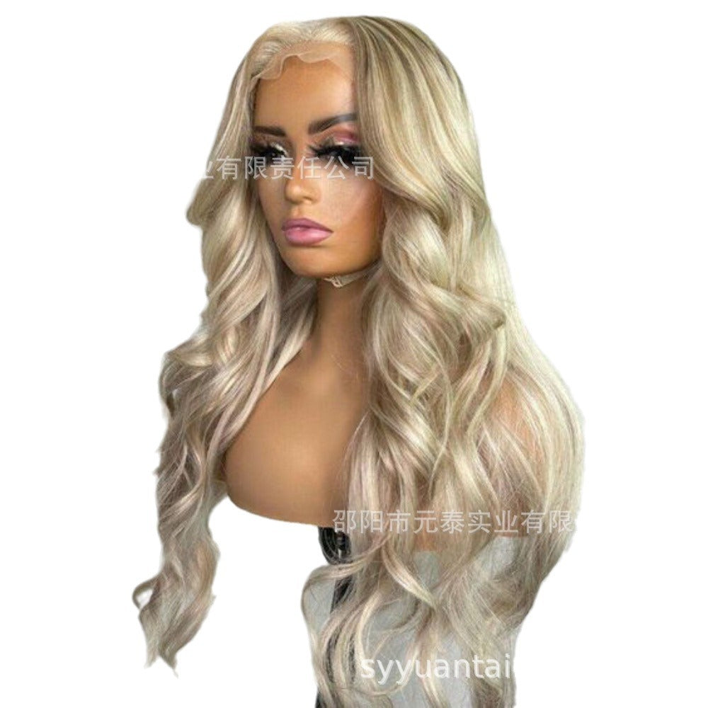 AshHoneyBlondeOmbreColored13x4LaceFrontSyntheticWig Long Curly Hair - 图片 5
