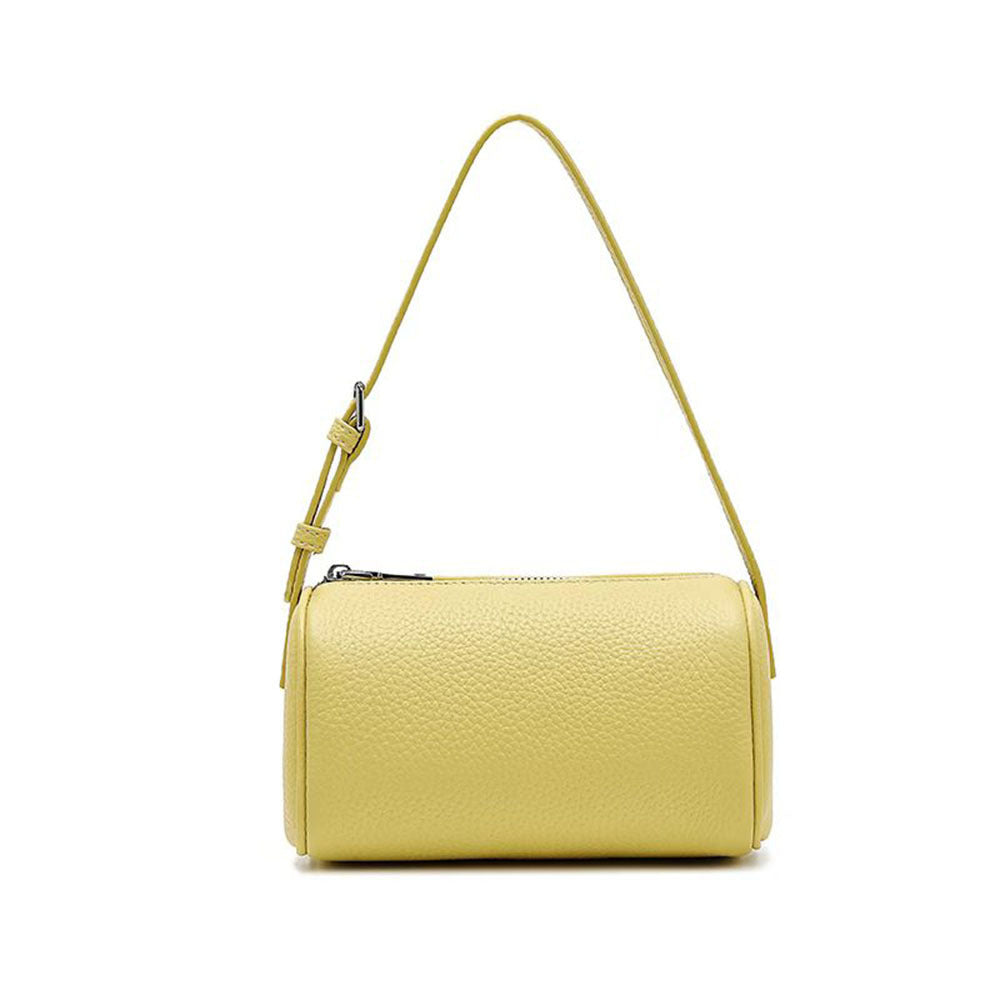 Genuine Leather Women's Bag Round Handbag Top Layer Cowhide Simple Versatile Underarm Shoulder Bag Pillow Crossbody Small Bag - 图片 12