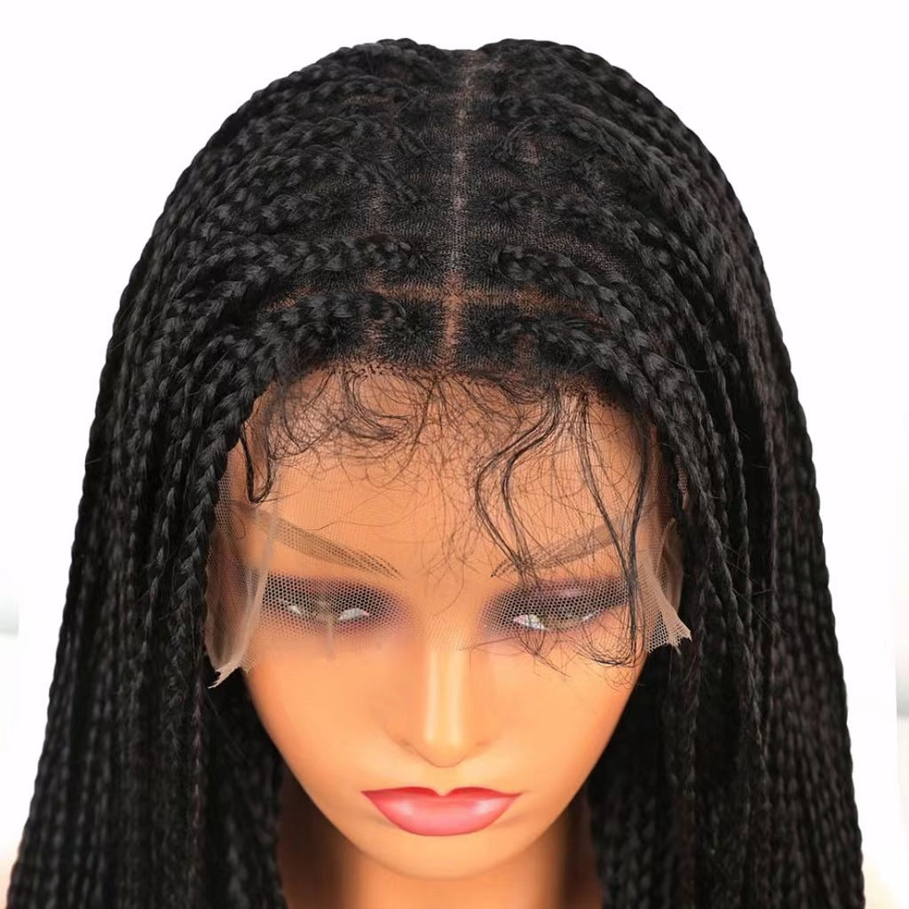 Foreign Trade Cross-Border European American African Wig for Women Full Hand-Woven Lace Three-Strand Braid Long Straight Hair Wig briad wig - 图片 13