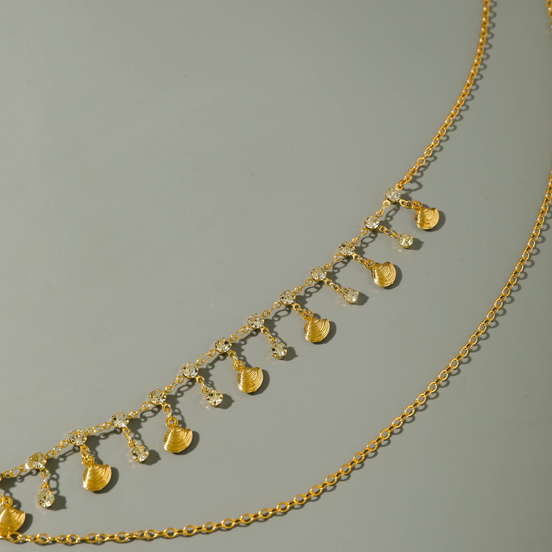 Trendy Simple Men's Body Chain Necklace Fashion Imitation Emerald Heart Hollow Chest Chain with Diamonds - 图片 12