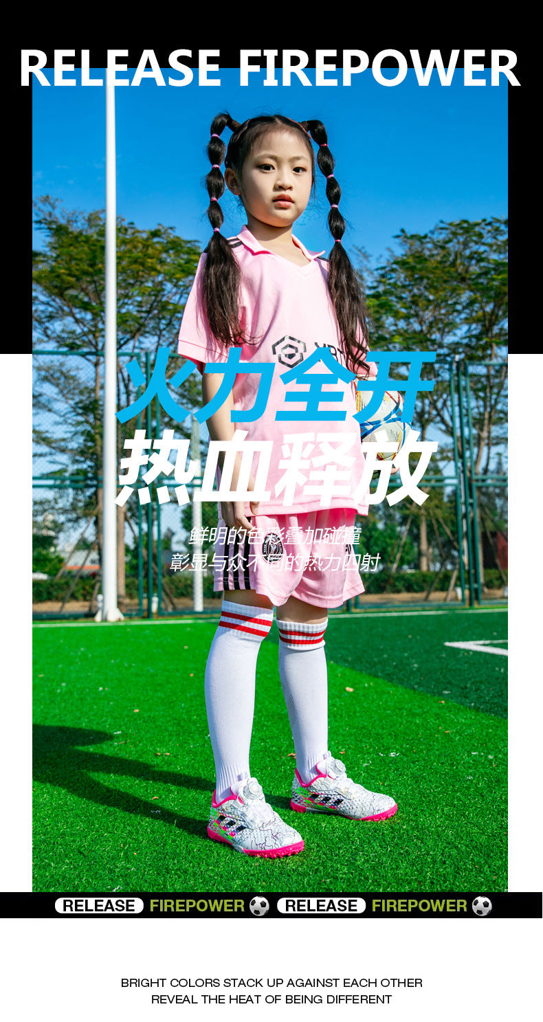 New style soccer shoes for men, women, and children with rotating buckle TF Broken Nail Style Youth Student Grassland Competition Training Shoes - 图片 12