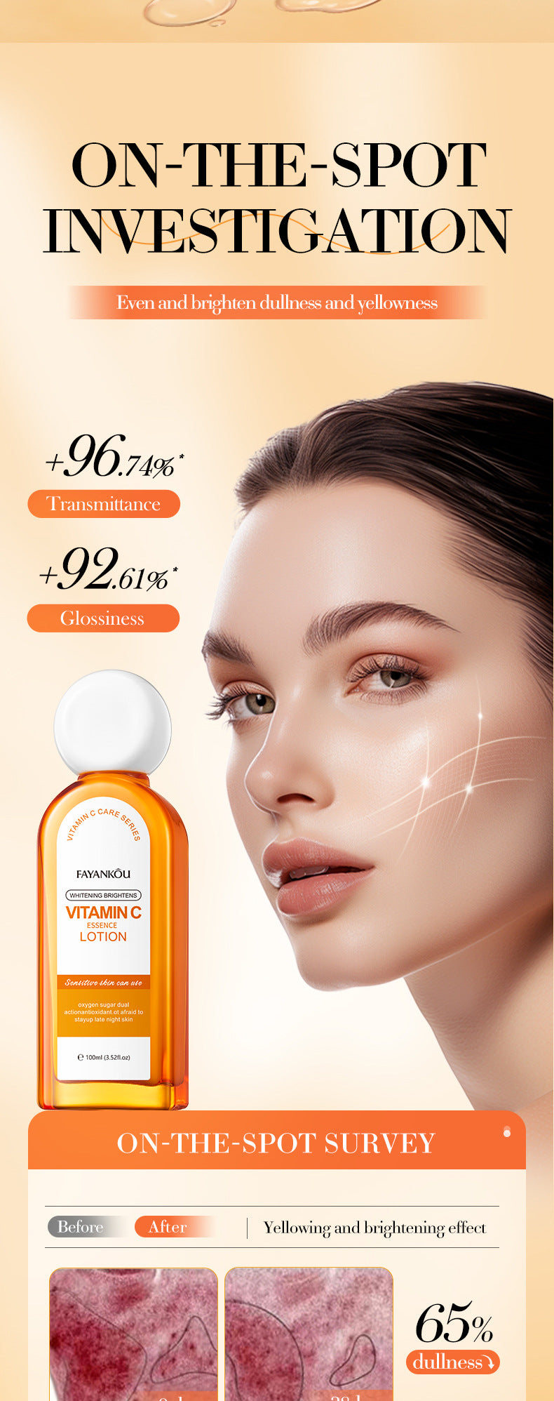 VC Whitening and Brightening Essence Lotion FAYANKOU Moisturizing lotion cross-border foreign trade wholesale - 图片 10
