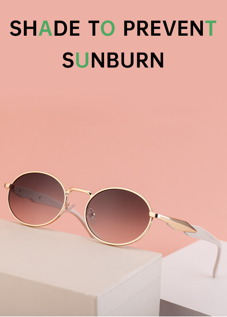 Oval Small Frame Sunglasses for Women, High-End Brand, European and American Style, Trendy UV Protection Sunglasses - 图片 16