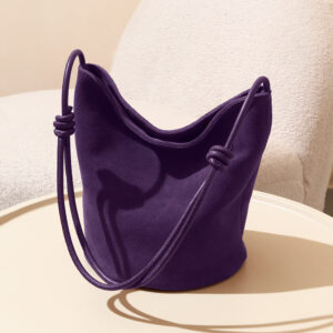 In Stock European and American Suede Underarm Bag for Women New Simple Casual Retro Matte Single Shoulder Crossbody Tote Bucket Bag