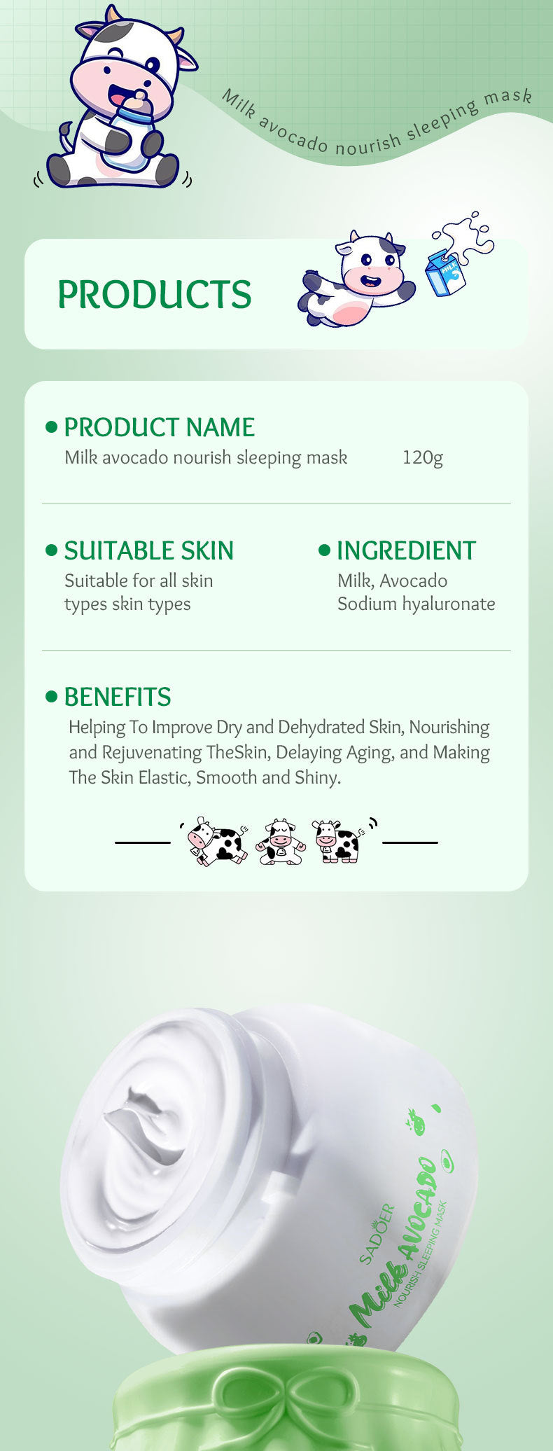 Fruit Mask120gSADOER Milk Nourishing Hydrating Moisturizing Sleeping Mask Cross-Border Wholesale - 图片 15