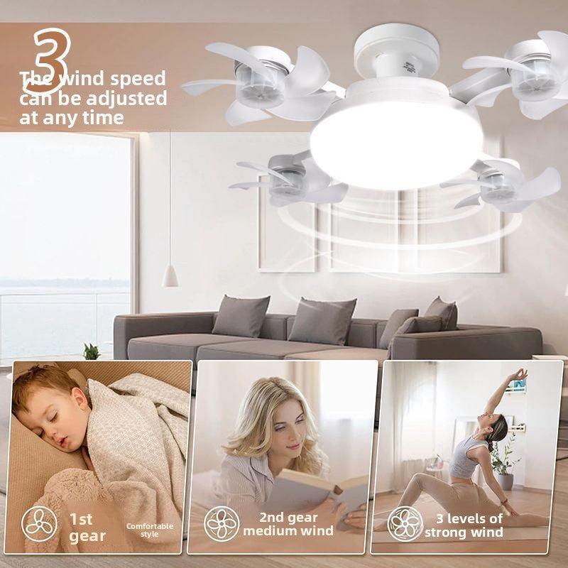 Nordic Screw Ceiling Fan Light, Ceiling Fan Light for Dining Room and Living Room, High Wind Power, Silent, Integrated Modern Home Use E27Fan Light - 图片 6