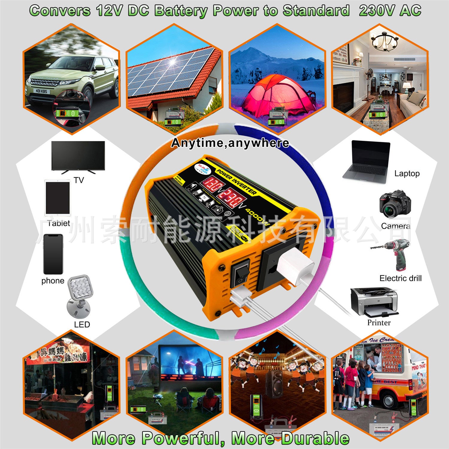 300W Vehicle Inverter12V Turn110V 220V Dual Voltage Display Outlet power inverter - 图片 10