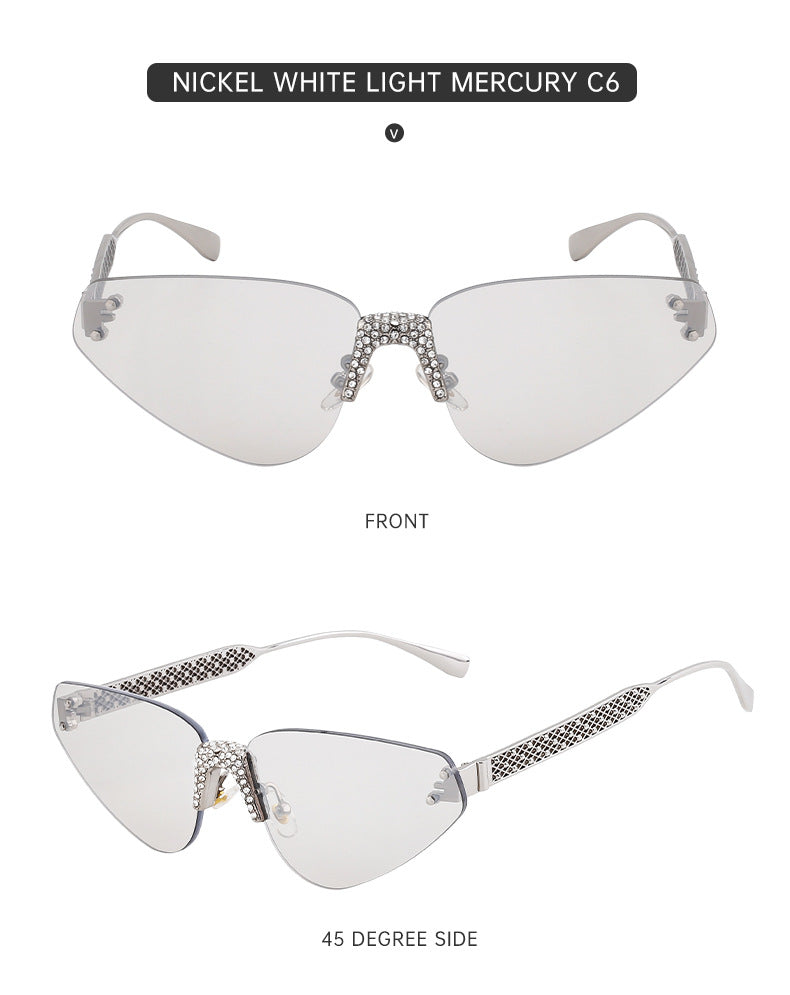 New European and American Fashion Frameless Sunglasses with Rhinestones for Women Outdoor Street Style Sunglasses Women Sun Protection Wholesale shades - 图片 27