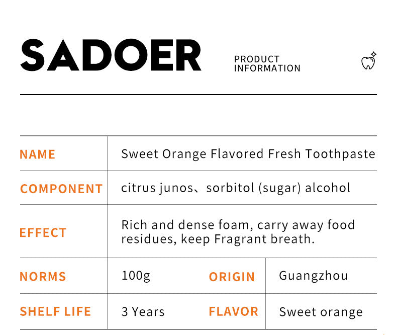 Toothpaste SADOER Vitamin C Coconut Oral Care Gum Protection Wholesale Live Streaming - 图片 8