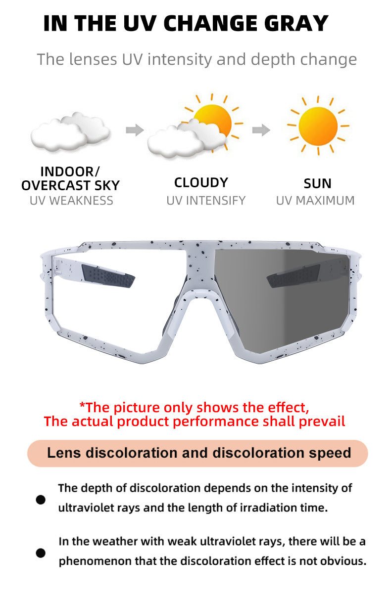 European and American One-piece Photochromic Sunglasses Women Outdoor Cycling Sports Windproof Sunglasses Men Wholesale shades - 图片 16