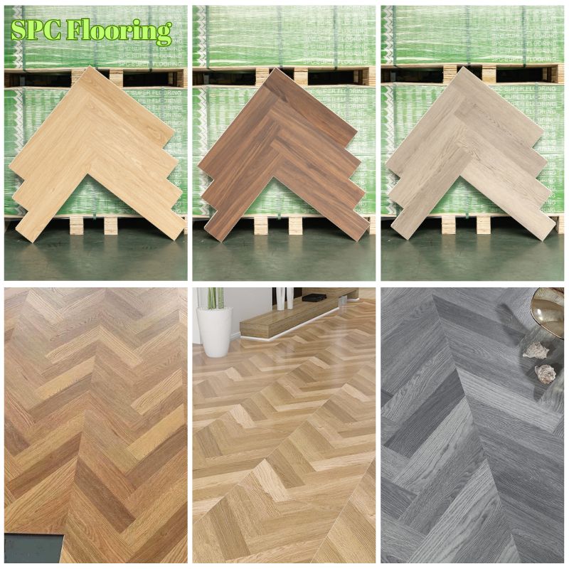 4mm 5mm 8mm Vinyl Click Chevron Fishbone Parquet Spc Flooring Herringbone - 图片 3