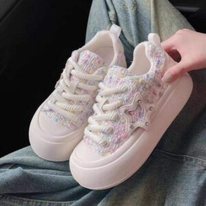 Zhao Lusi Same Style Little Chanel Style Big Toe Shoes Soft Sole White Shoes Women Thick Sole Loafers Spring New Sneakers