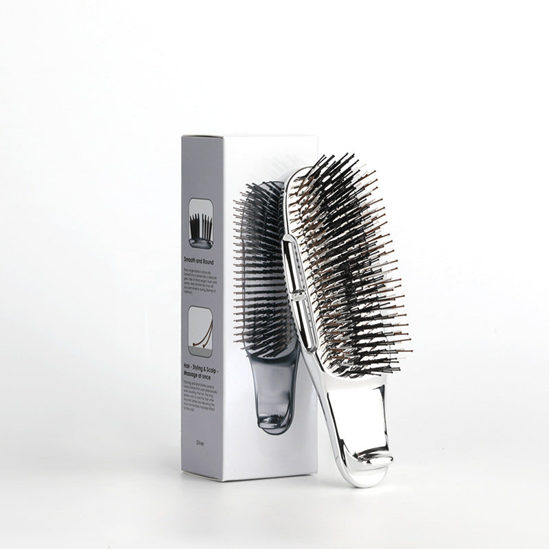 Cross-Border Electroplated Handle Comb Head Meridian Massage Comb Scalp Cleaning Dry and Wet Dual-Use Portable Styling Hair Comb - 图片 4
