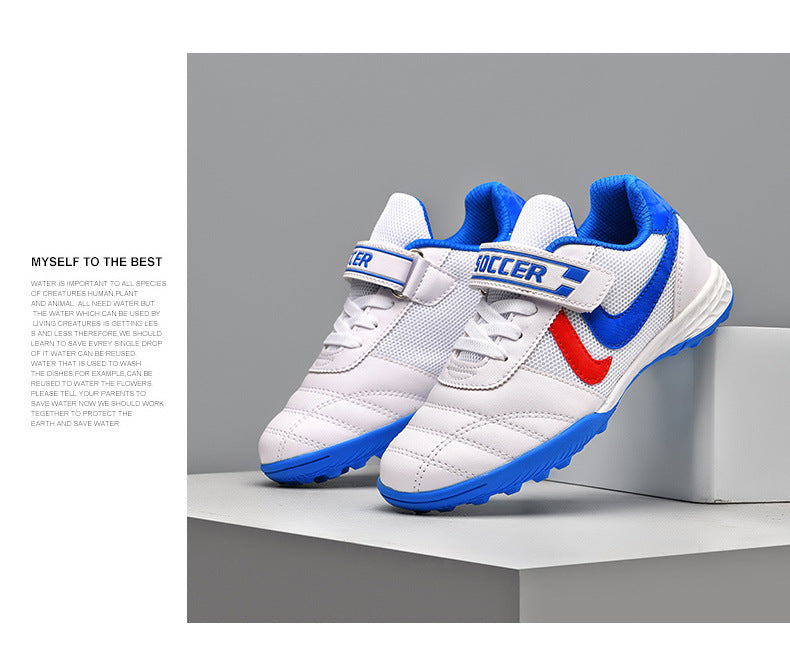 New football shoes for men and women with Velcro for children TF Broken Nail Style Youth Student Grassland Flat Training Shoes - 图片 23