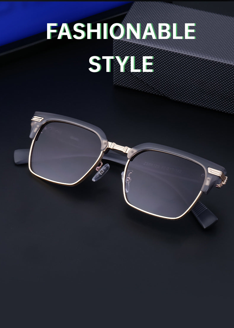 European and American New Retro Polarized Eyebrow Frame Sunglasses Men's Square Frame Sunglasses Men's Glasses Wholesale sunglasses - 图片 10