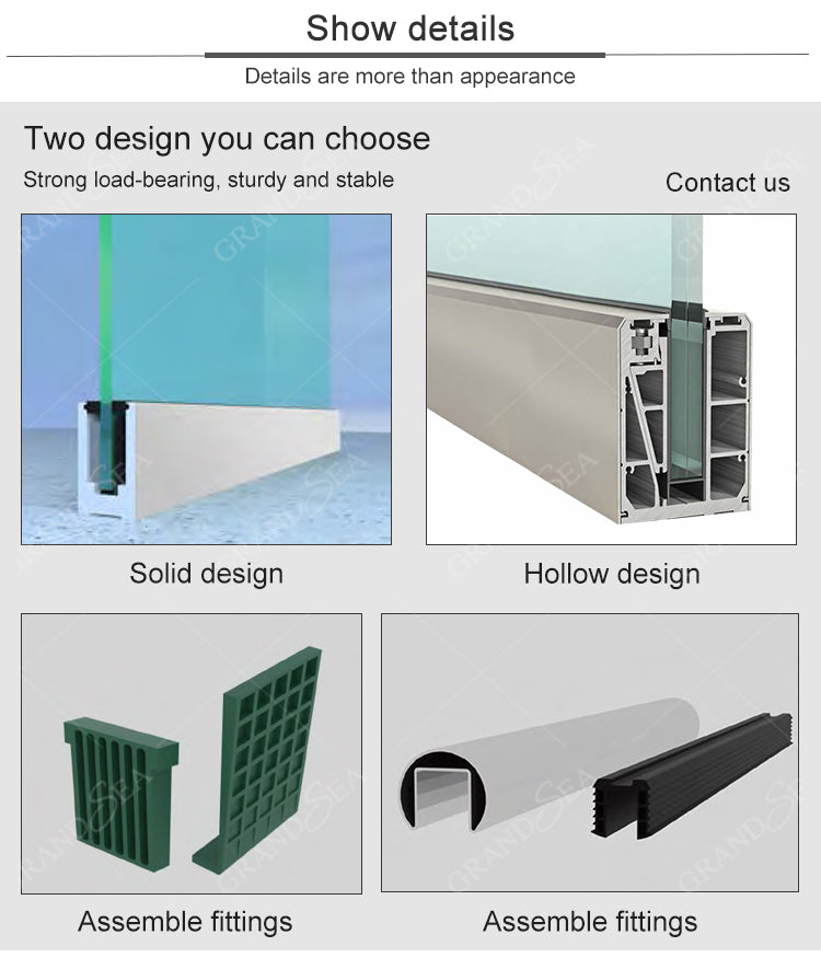 Contemporary Design Aluminum Glass Clamp Balcony Balustrades Handrail for Apartment Use - 图片 12