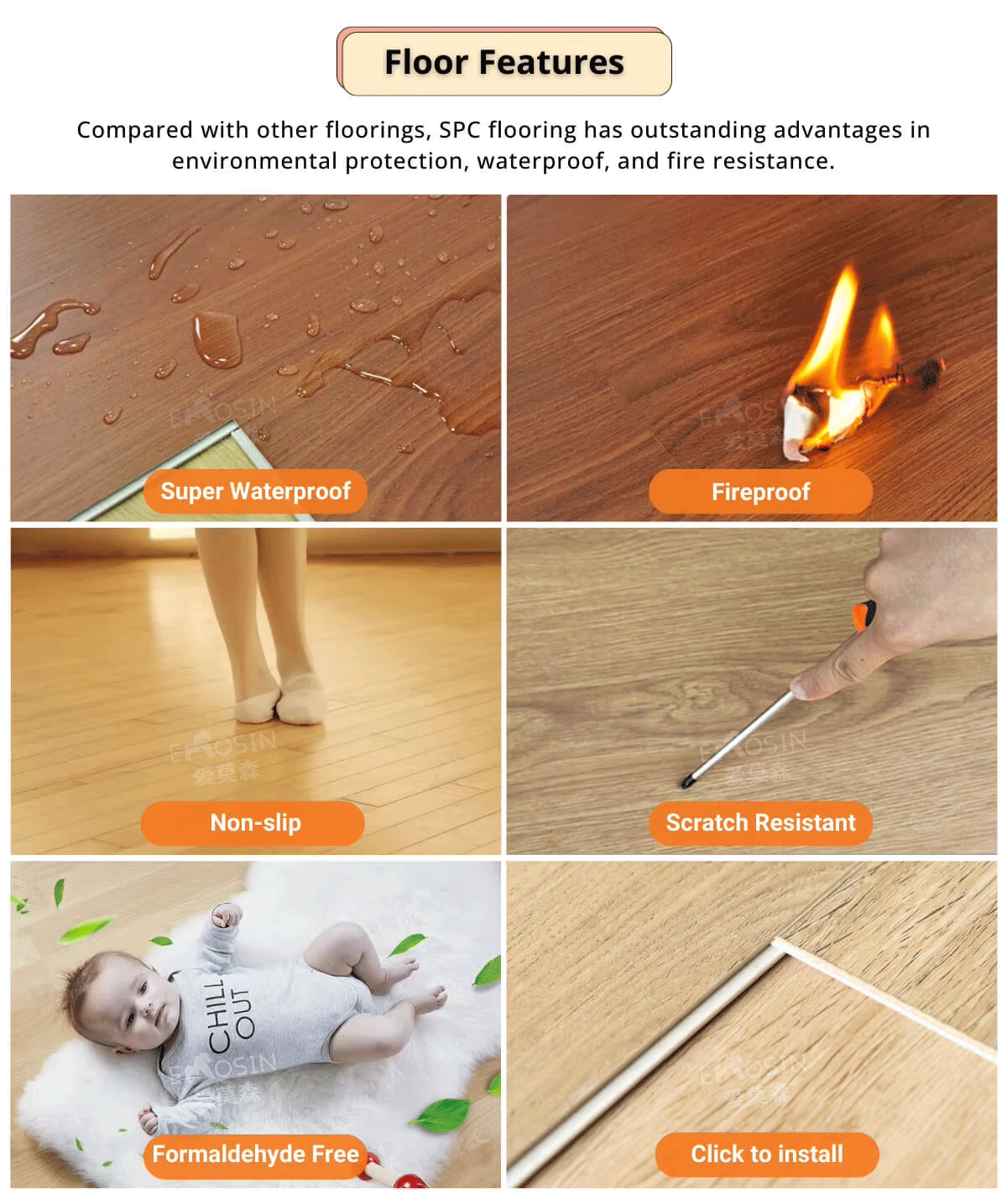 Waterproof Pvc Plastic Home Decor Click Oak 8mm Parquet Fishbone Spc Flooring - 图片 23