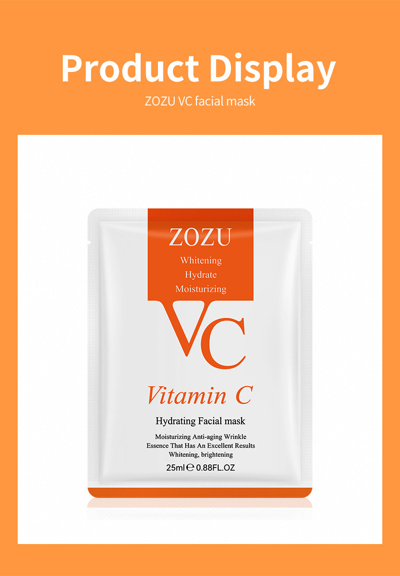 VC Facial Mask ZOZU Vitamin C Hydrating Moisturizing and Nourishing foreign trade skincare products live wholesale - 图片 17