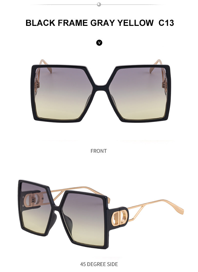 Fashion Large Frame Sunglasses for Women ins Internet Celebrity Style Square Frame Sunglasses for Women Trendy Street Photography Glasses sunglasses - 图片 36