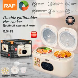 RAF European Standard Rice Cooker Smart2L Fully Automatic Health Care Household Stainless Steel Double Pot Multi-Functional R.5419