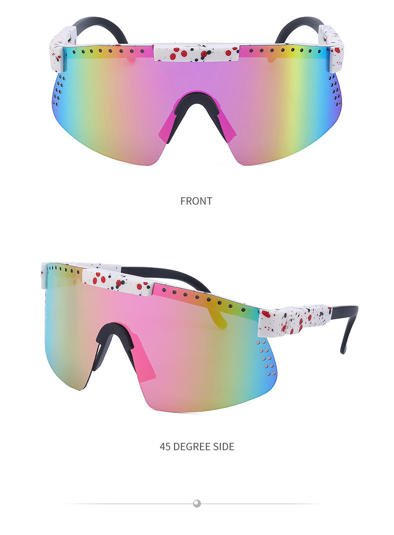 European and American Colorful Sunglasses Outdoor Cycling Windproof Sunglasses Men and Women One-piece Lens Sports Anti-ultraviolet Glasses - 图片 29