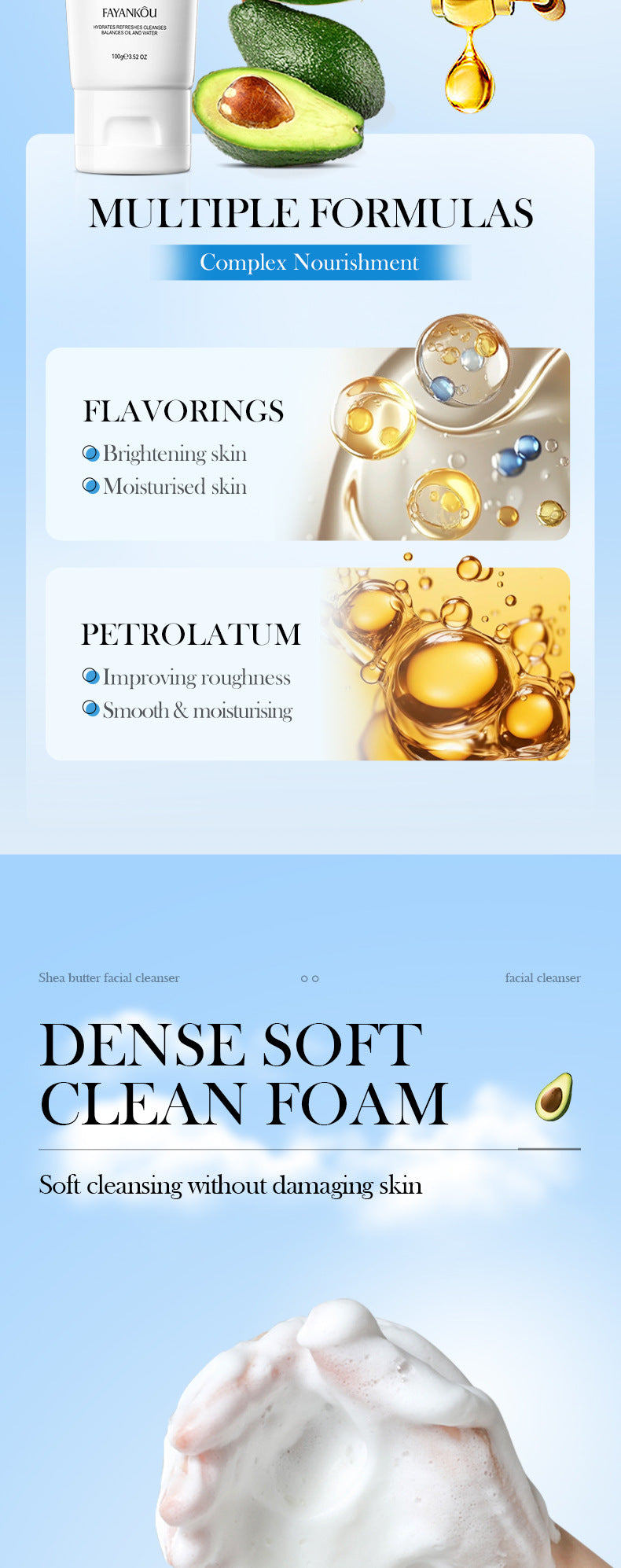 Cross-Border Avocado Skincare Series150ml Moisturizing Anti-Oxidation Cleansing Face Wash Export Manufacturer Wholesale - 图片 15