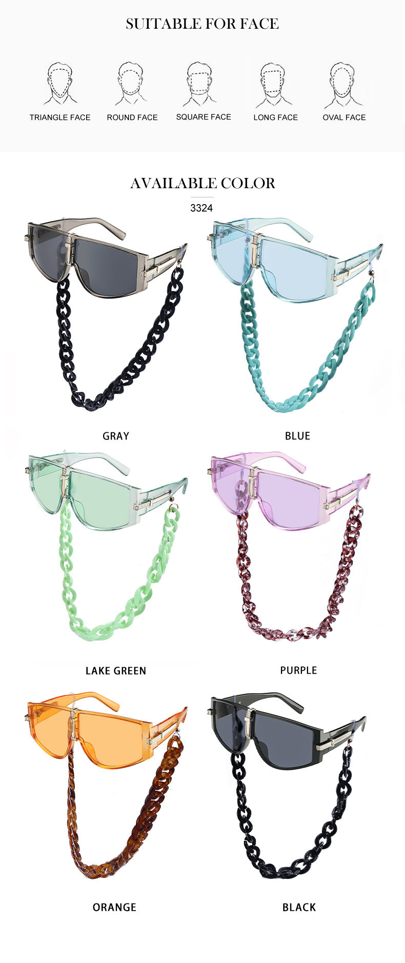 Sunglasses for Women Korean Style Chain Sunglasses Trendy sunglasses European and American Fashion Outdoor Street Style Glasses shade - 图片 21