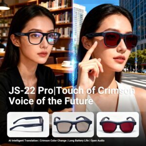 JS22 Pro Smart Glasses Bluetooth Call AI Real-time translation of meeting minutes with one-click color-changing lenses