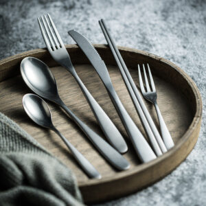 New Moon Moonlight Retro Vintage Stainless Steel Western Cutlery Set Snowflake Matte Texture Industrial Style Chopsticks Tableware