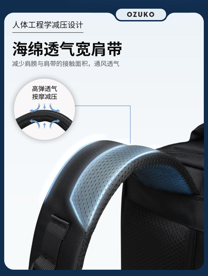 OZUKO Business Backpack Men's Computer Backpack Waterproof High-end Business Travel College Student Commuting School Bag - 图片 19